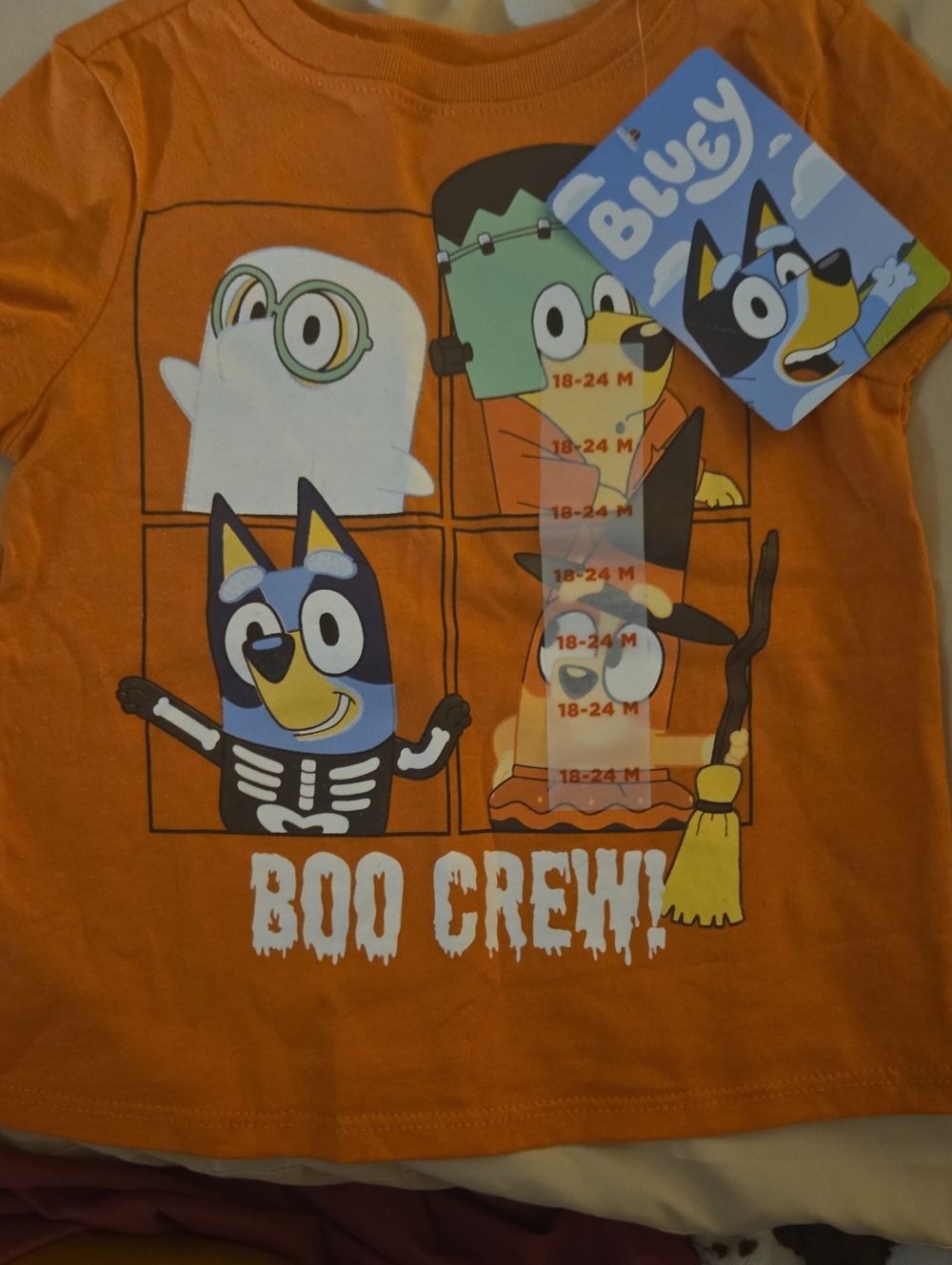 Bluey Kids' Orange 'Boo Crew' Halloween Tee, 18-24mos
